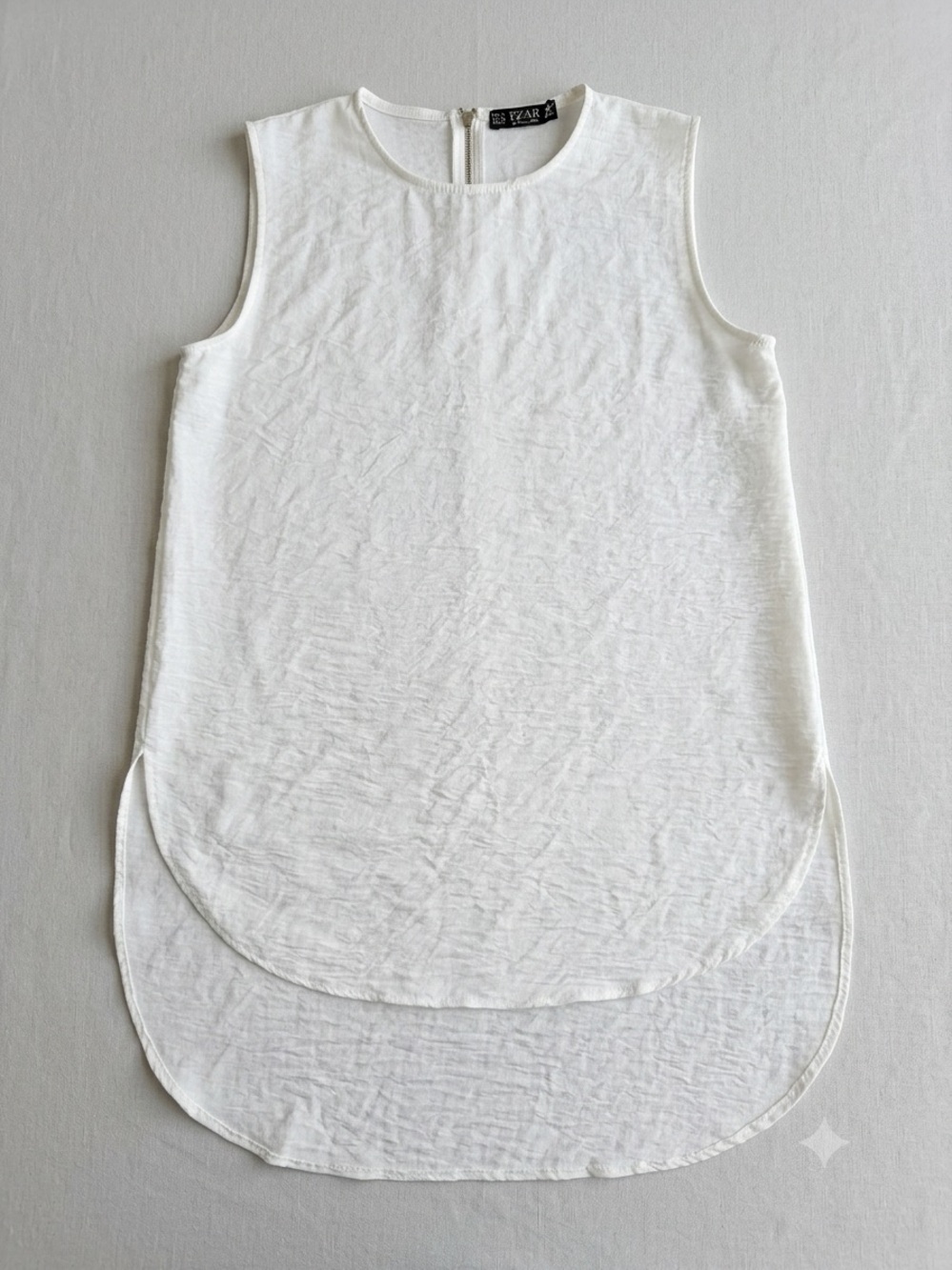 EZAR Omnia Attia Crinkle Plisse High-Low Tunic Vest Top Size XL Woman Lady Egypt